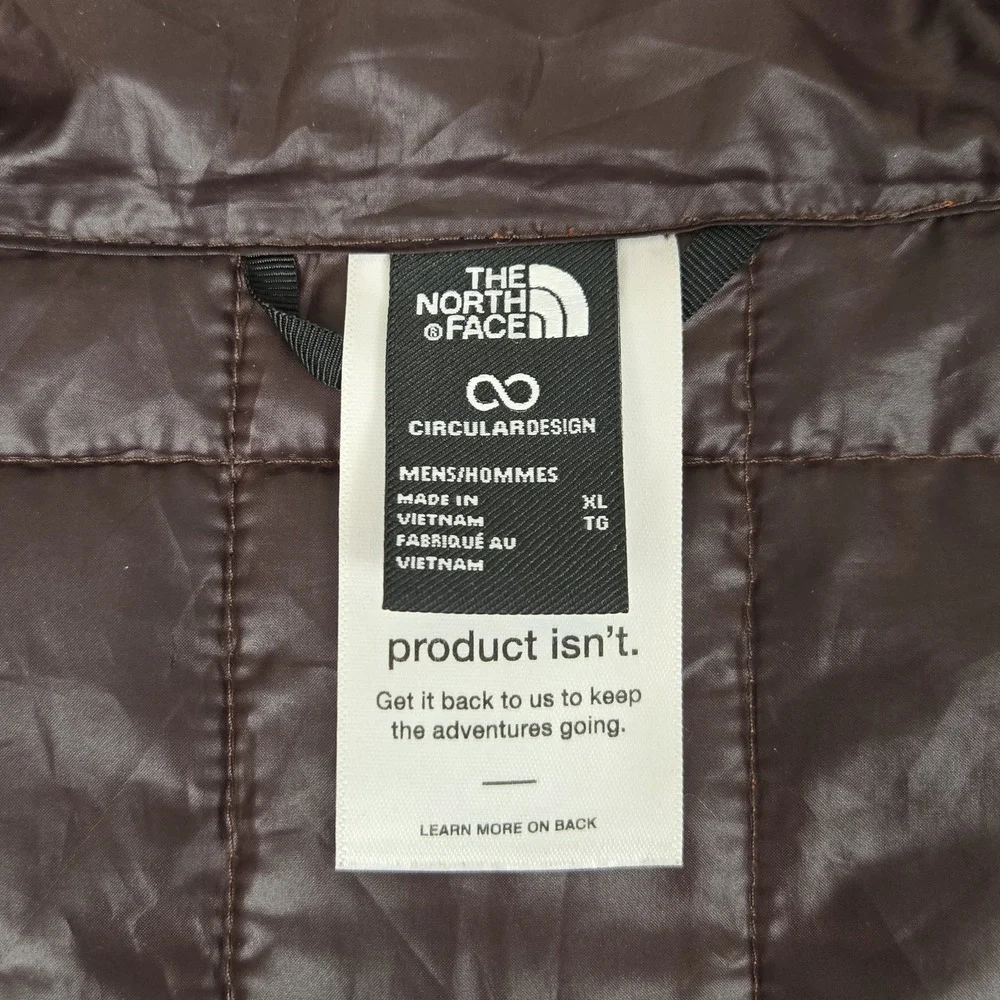 The North Face Circaloft Jacket Mens XL Brown Full Zip Insulated Puffer NF0A84HK